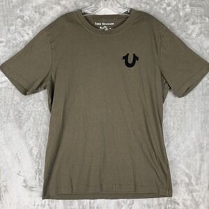 True Religion Men Olive Green World Tour Graphic T Shirt M/M